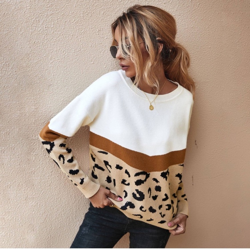 NWT leopard color block sweater